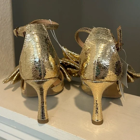 A New Day Womens Grace Gold Bow Heels 90972787 Size 6 - Picture 7 of 9